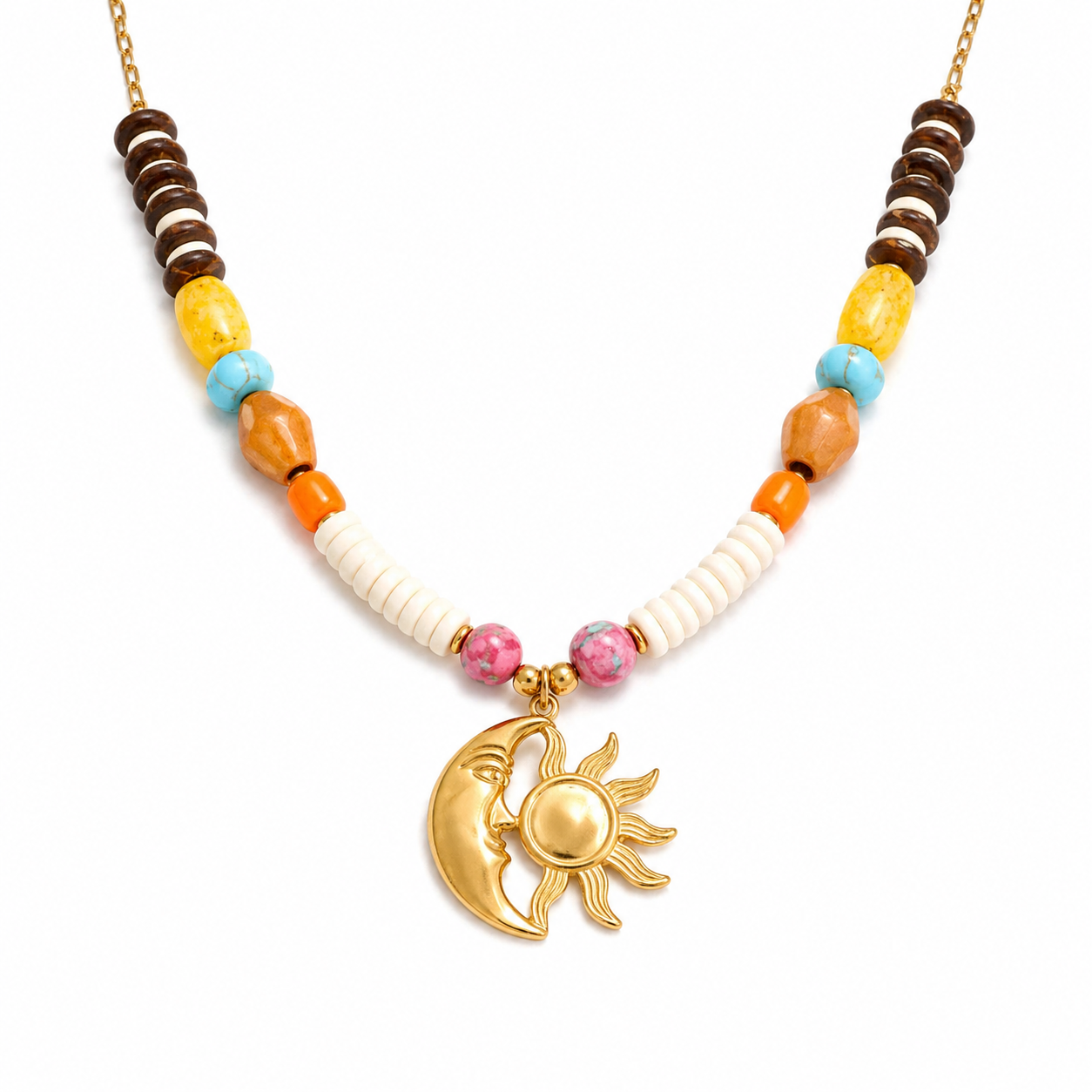 Moon Sun Beaded Necklace