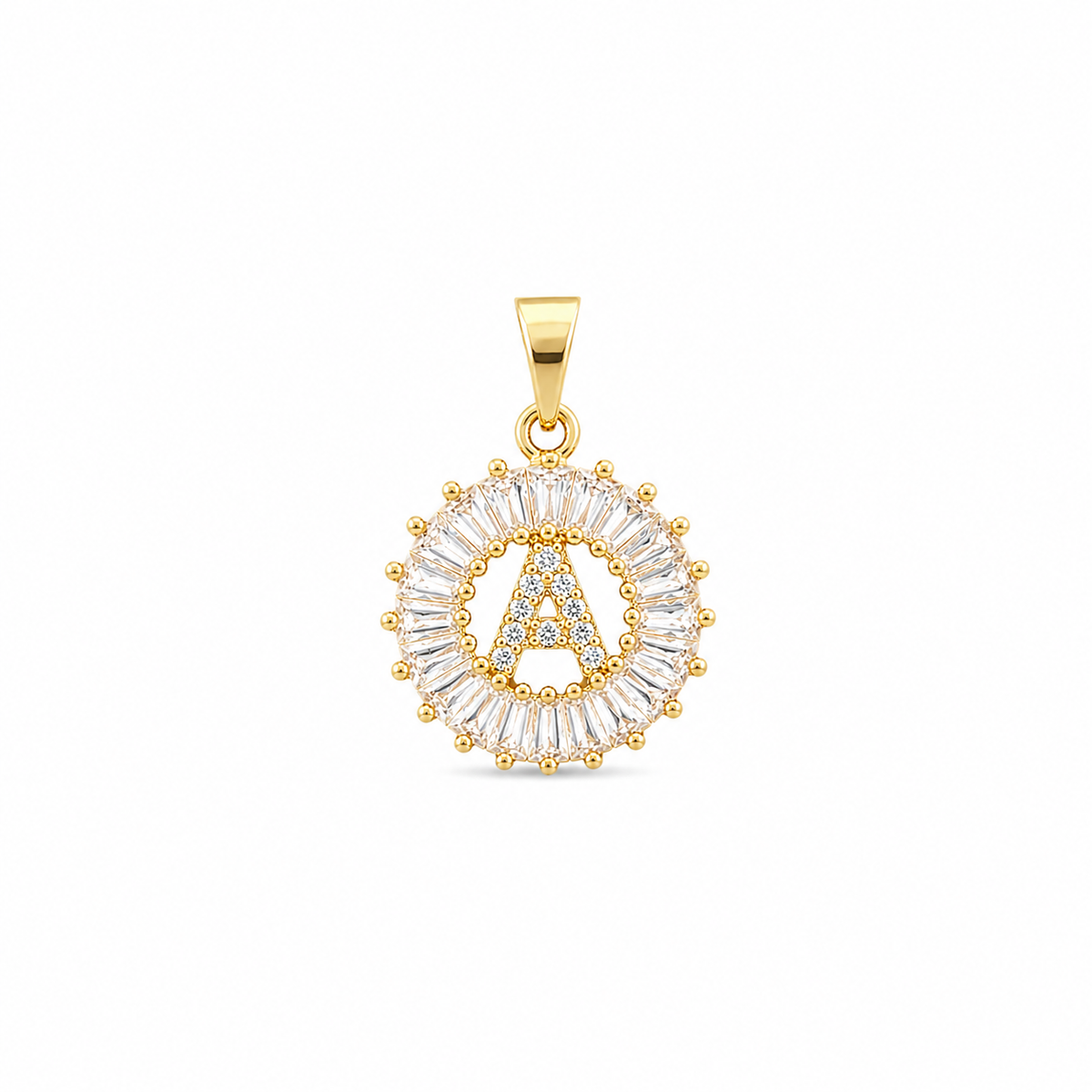 Initial Baguette CZ Necklace