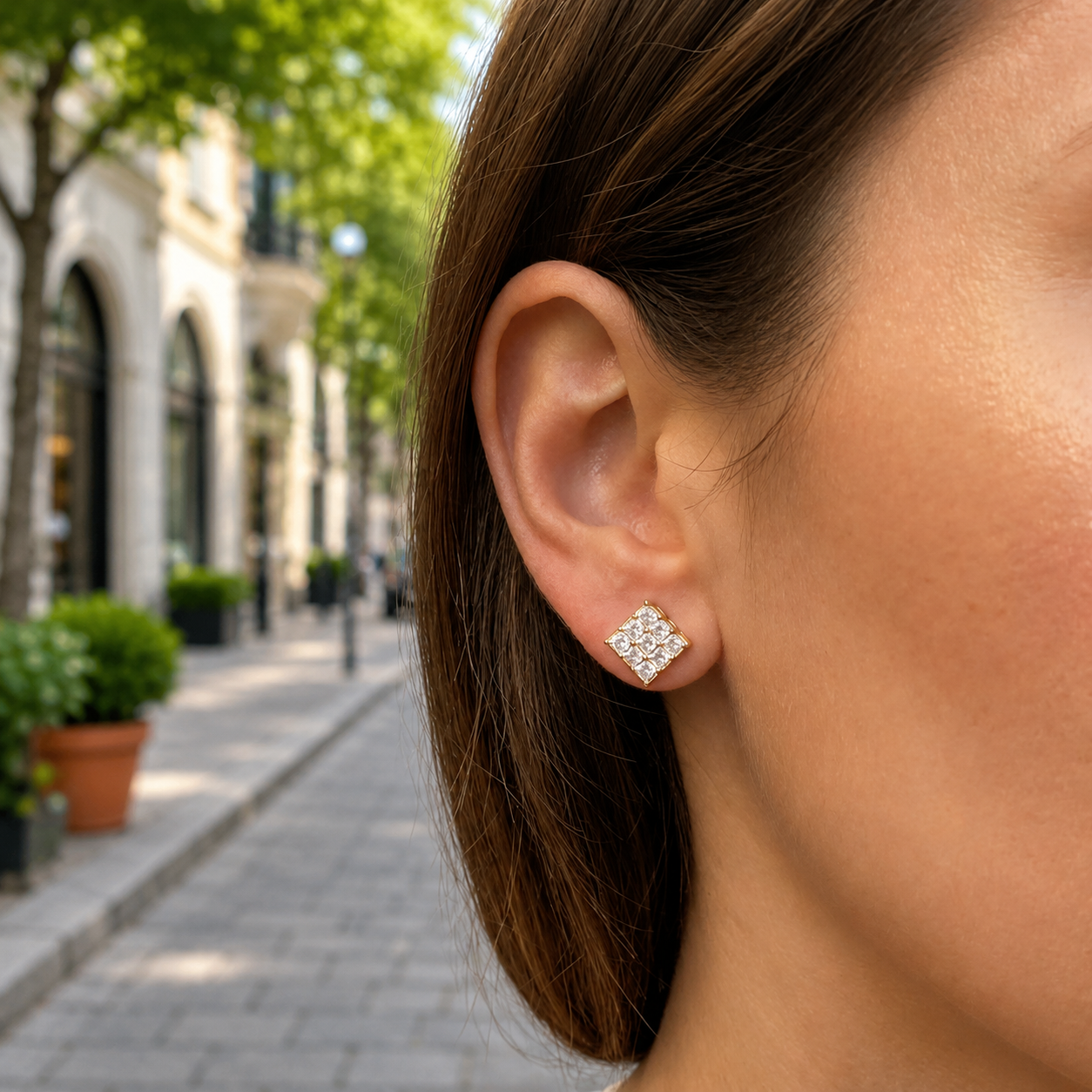 Square CZ Studs