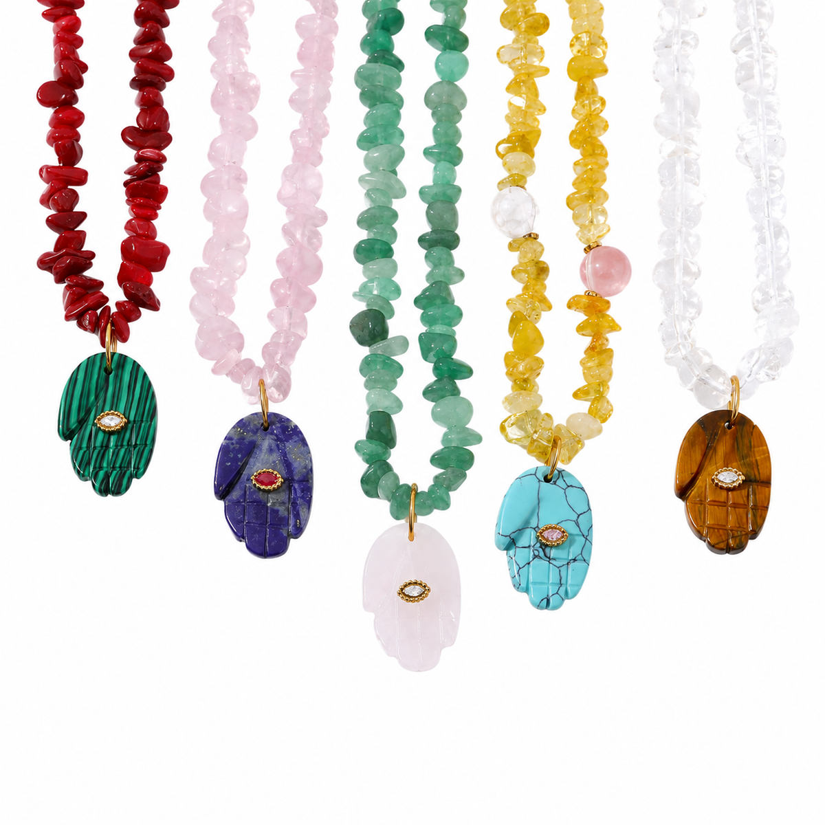 Hamsa Gemstone Necklace