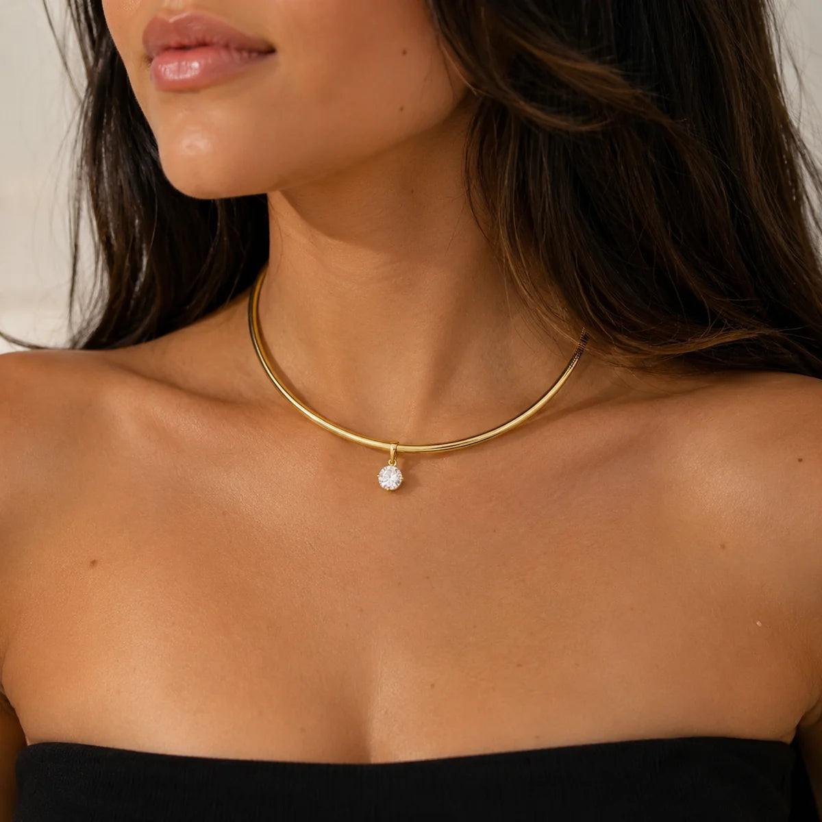 CZ Charm Torque Necklace