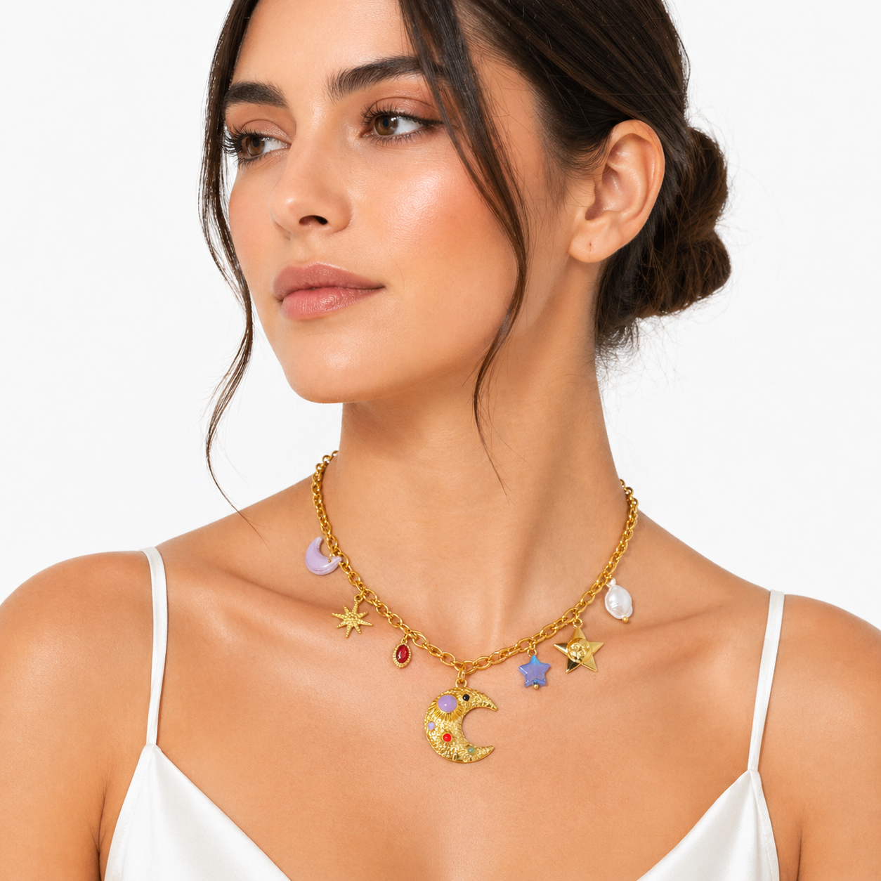 Moon and Stars Charms Necklace