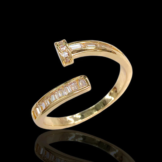 Nail CZ Adjustable Ring