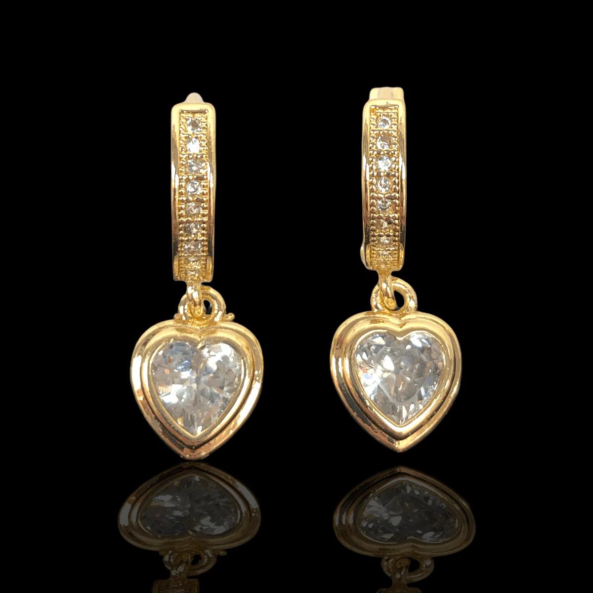 Small Zircons Hearts Hoops