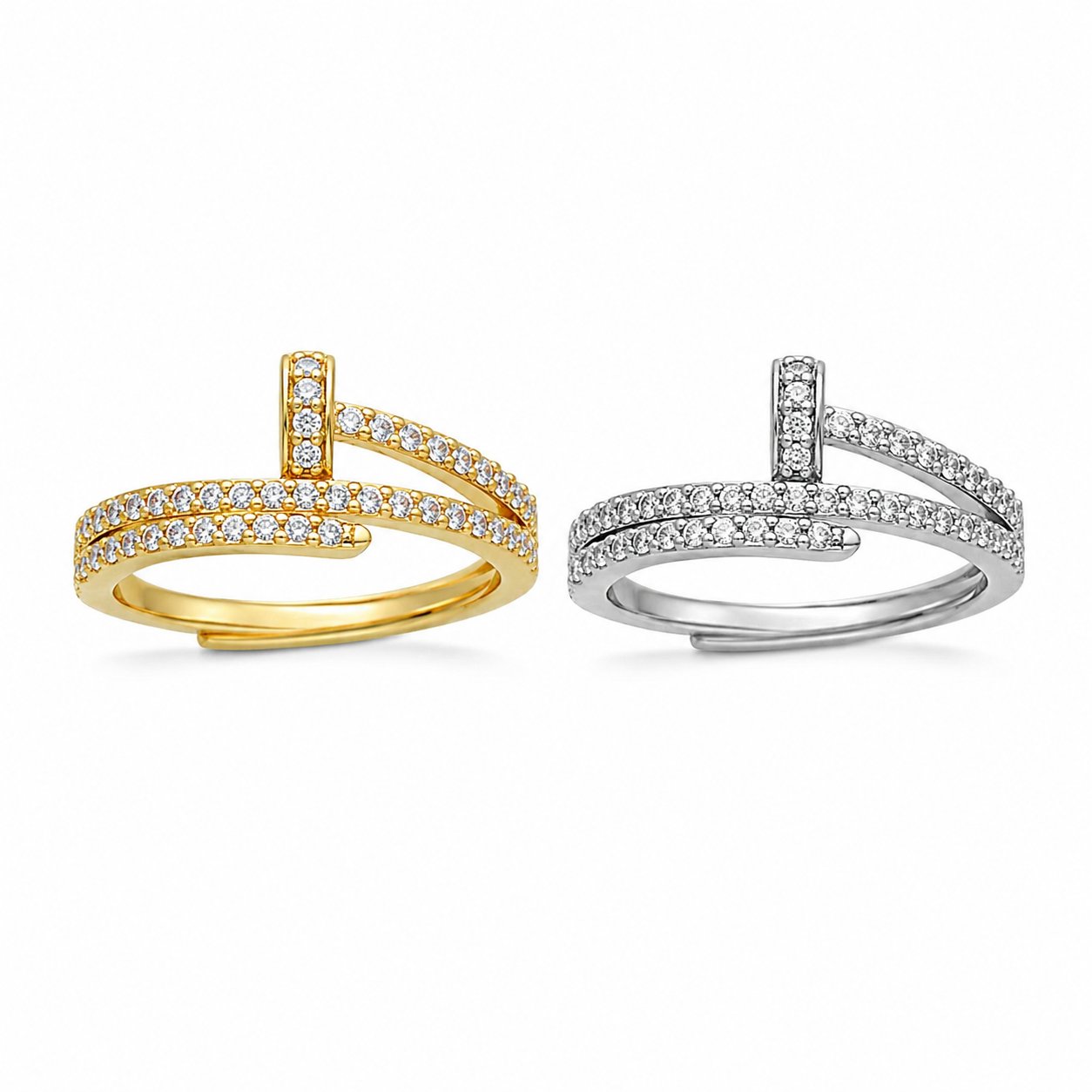 Nail CZ Adjustable Ring