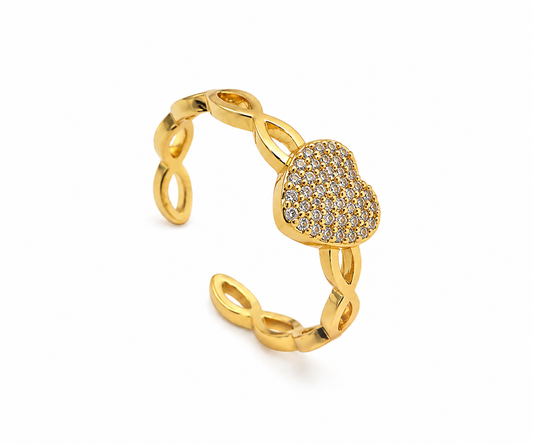 Heart CZ Adjustable Ring