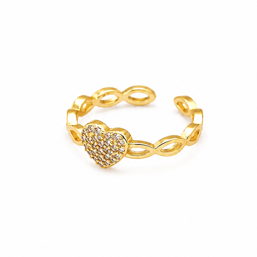 Heart CZ Adjustable Ring