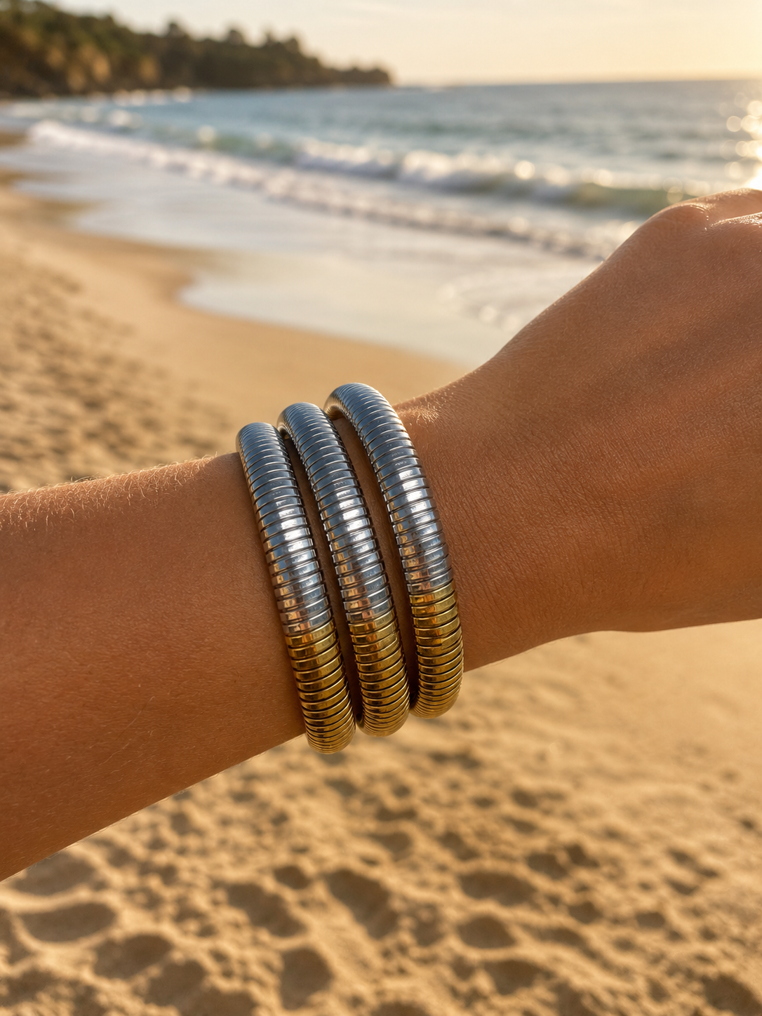 12mm Gold Silver Snake Bracelet