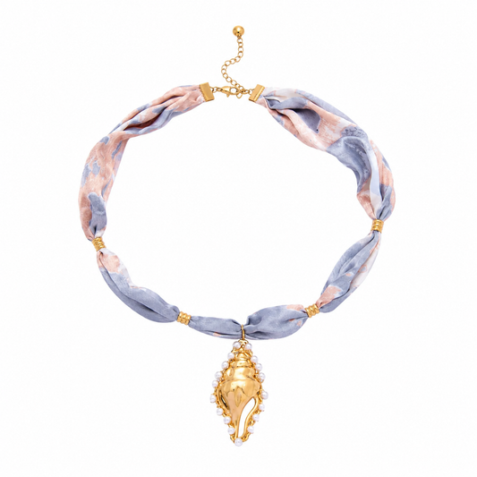 Handmade Conch Scarf Necklace | Preorder