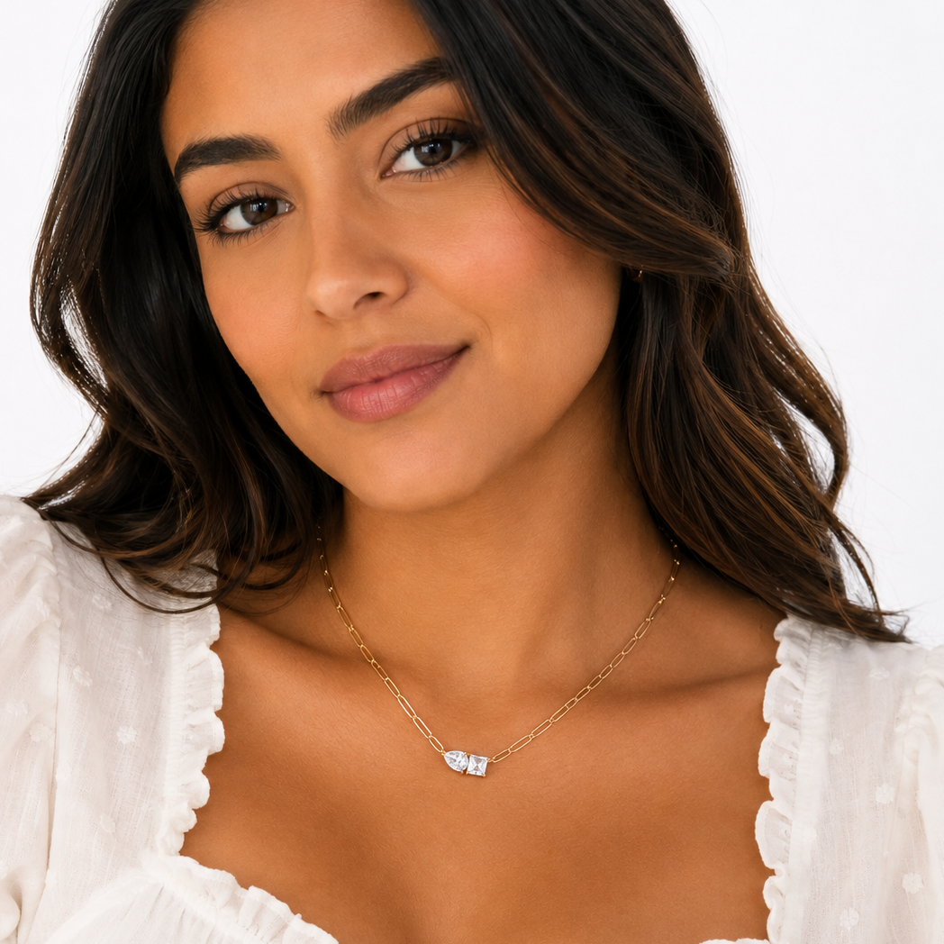 CZ Paperclip Necklace