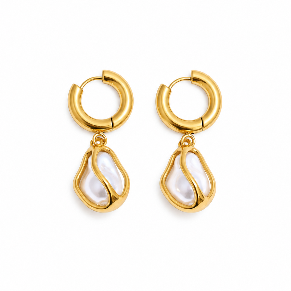 Baroque Pearls Hoops