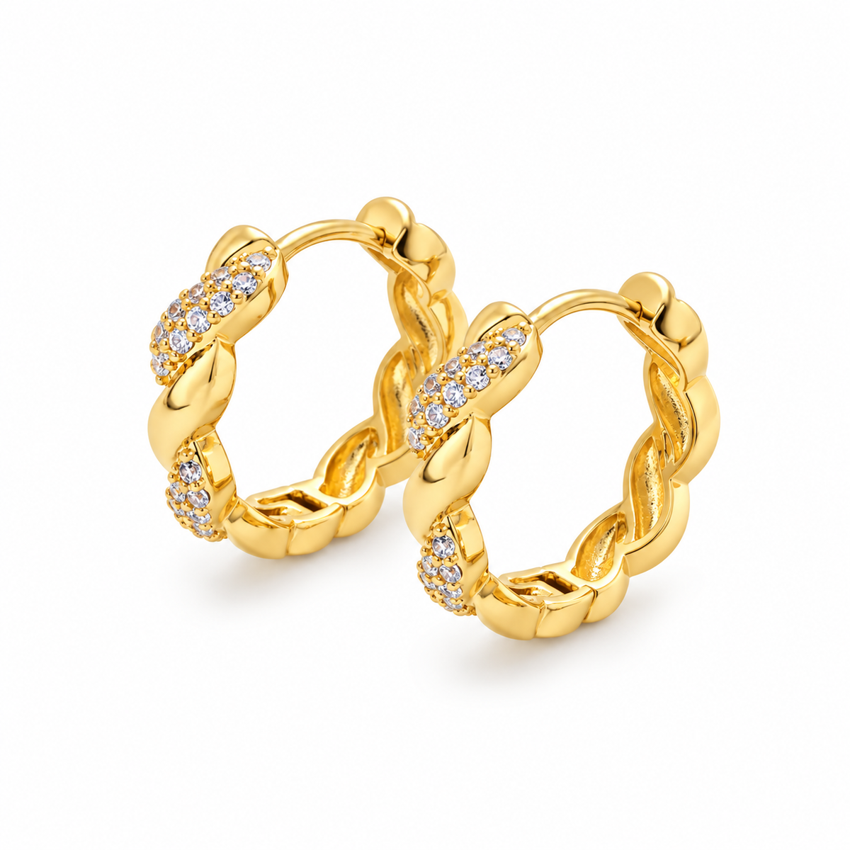Twisted CZ Huggies Hoops