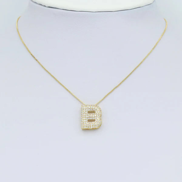 Chunky Letter CZ Necklace